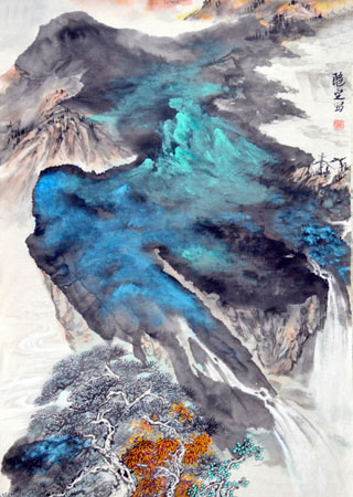 《漂彩山水》120×69cm