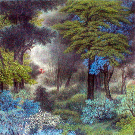 《翠漫鹿鸣》67×67cm