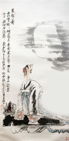 李士良作品《思乡图》163×68cm