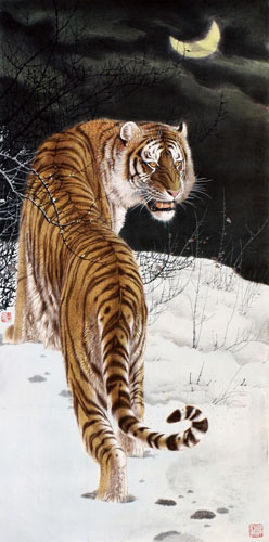 《啸月图》136cm×68cm