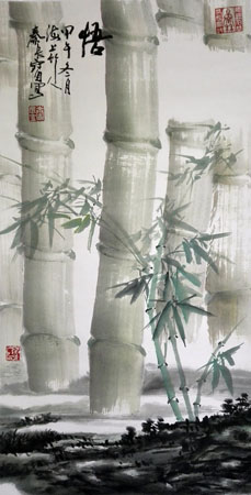 《悟竹》100cm×50cm寓意：“杜古今之竹 听自然之竹 写品味之竹 悟精气神竹”“瞻彼淇奥 绿竹绮绮”通过画面，从内心世界感悟华夏民族三千年竹文化史，为何“竹”被视为中华民族精神象征“节贞 心空 性直”等重要意义真谛由来.....