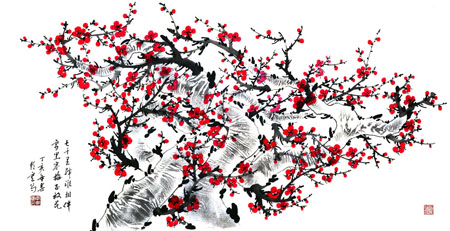 《雪里寒梅正放花》136×68cm