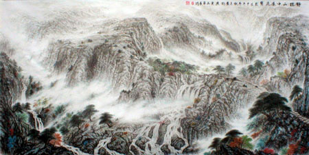 《静听山中溪流声》133×67cm 《静听山中溪流声》133×67cm
