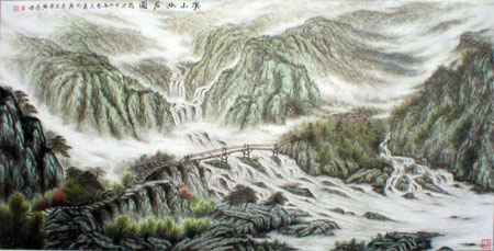 《溪山幽居图》133×67cm 《溪山幽居图》133×67cm