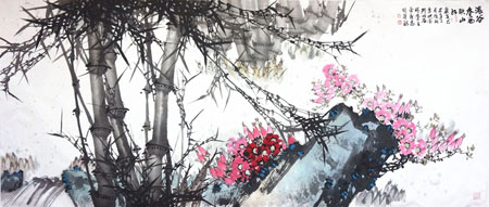 满谷春风映山红 180×97cm 1985年