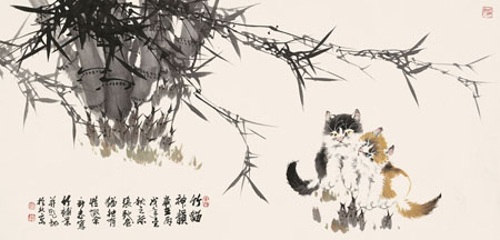 竹猫神韵 138×69cm 2006年