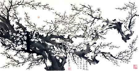 《老树能著花，悠然天际远》136×68cm