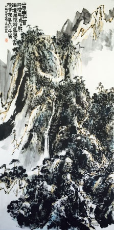 山寺古松苦行僧 137×70cm