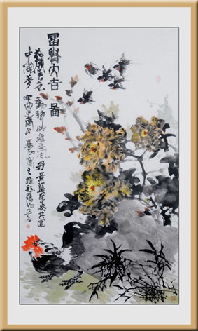 《富贵大吉图》90cm×180cm