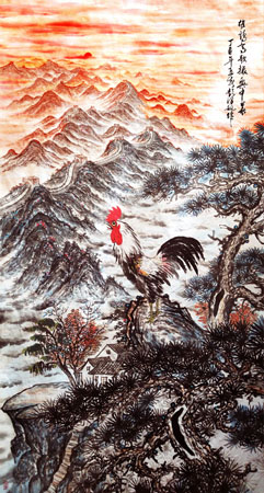 雄鸡高歌振兴中华 六尺整张