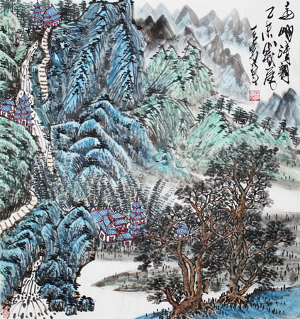 远岫清韵（98cm×98cm）