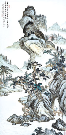 《寻幽图》136cm×67cm 2013年