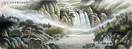 《流金泻玉，富贵绵长》180cm×70cm