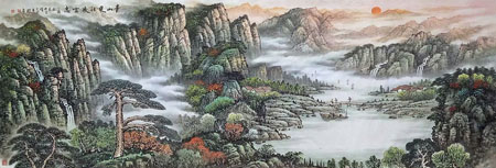 《青山更壮凌云志》240×80cm