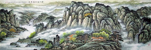 《依山傍水富贵居》240cm×80cm