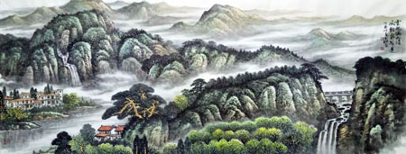 《云起满山诗，风轻泉声远》180cm×70cm