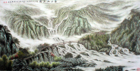 《溪山幽居图》133×67cm
