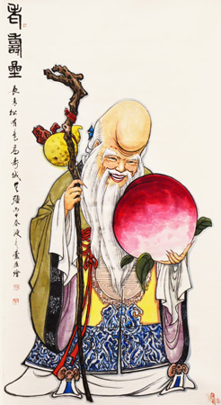 《老寿星》136cm×68cm