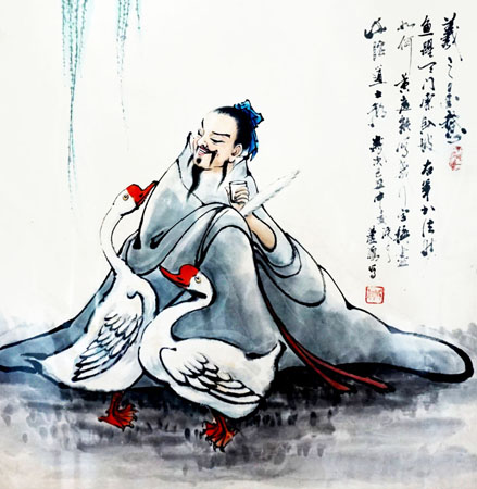 《羲之爱鹅》68cm×68cm