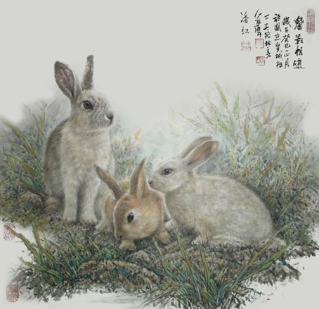 “鹿”画家--潘红《馨影相随》68cm×68cm “鹿”画家--潘红《馨影相随》68cm×68cm
