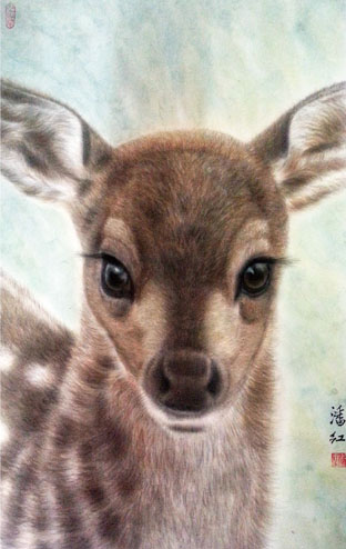 “鹿”画家--潘红《无题》98cm×180cm “鹿”画家--潘红《无题》98cm×180cm