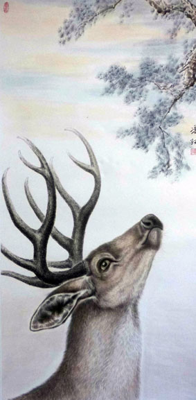 “鹿”画家——潘红《无题》98cm×180cm “鹿”画家——潘红《无题》98cm×180cm