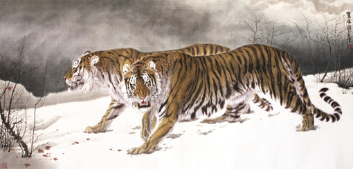 《双雄图》100cm×200cm