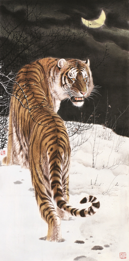 《啸月图》136cm×68cm