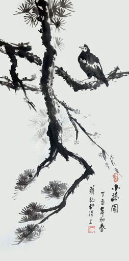 无笔中国画《小憇图》