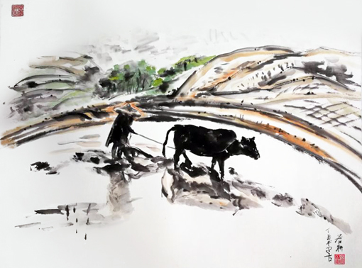 《春耕》尺寸：950×700mm 创作时间：丁酉春