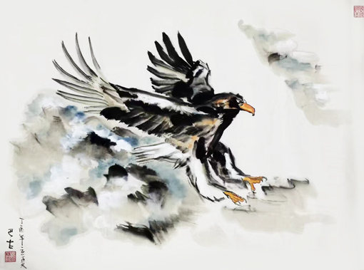 《宏鹰展翅》尺寸：930×690mm 创作时间：丁酉春