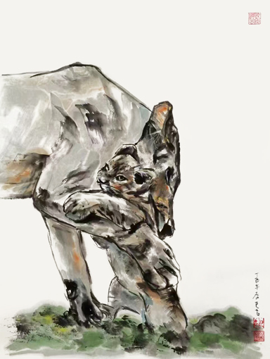 《母爱》尺寸：690×900mm 创作时间：丁酉春