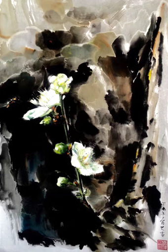 《一枝独秀》尺寸：470×690mm 创作时间：丁酉春