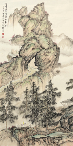 《江山行旅》六条屏之二 68×136cm