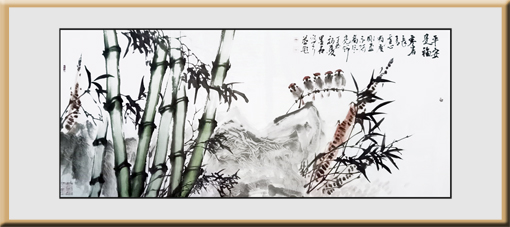 《竹报平安》180cm×90cm