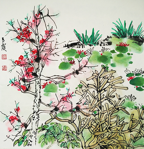 《版纳写生1》2016年尺寸40×40cm-樊玉霞 《版纳写生1》2016年尺寸40×40cm-樊玉霞
