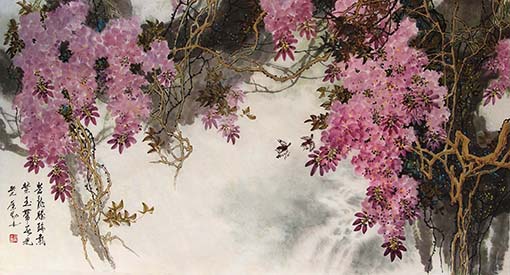 《苍龙腾瑞气 紫玉带春光》98×180cm