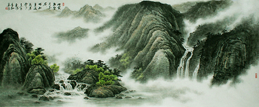 《烟霞泉壑看不厌 哪知身过几层云》80×180cm