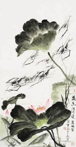 余重光作品4《益香清远》136×70cm