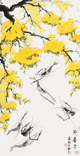 余重光作品5《迎春》136×70cm