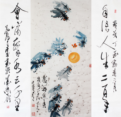 杨涛作品2《戏花逐月》（对联）