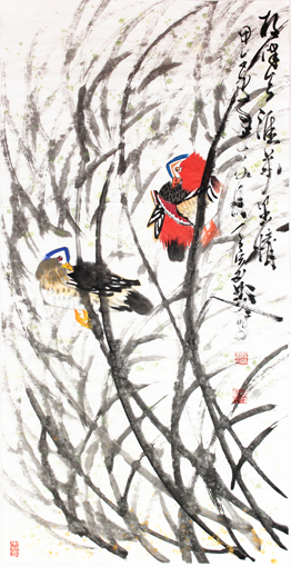 杨涛作品6《相伴天涯万里情》136×68cm