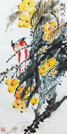 《双寿图》138cm×69cm