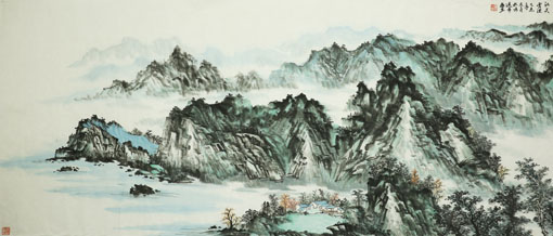 《江天雲漫》70×180cm