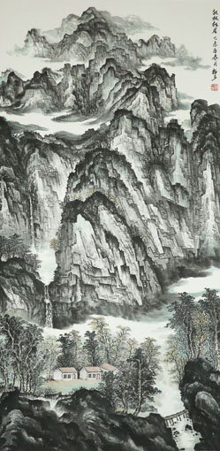 《秋林新居》68×136cm