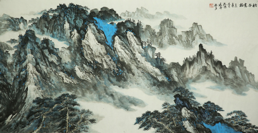 《松谷雲根》68×136cm