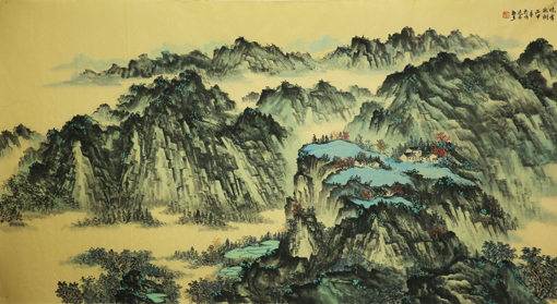 《晚雲秋樹》97×180cm