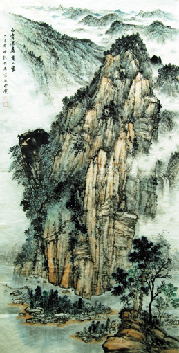 7朱学龙参展作品《白云深处有人家》138×69cm