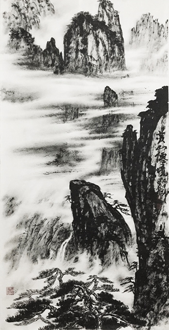 《黄山仙境》138×69cm