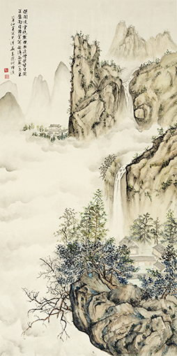 《凌雲山景》 乙未年 68×136cm